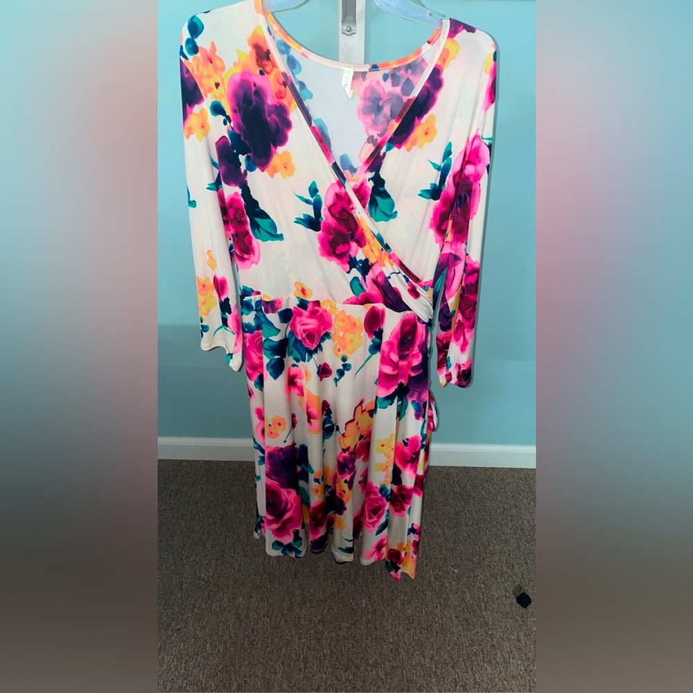 Floral faux wrap maternity dress from Pink Blush size 1x